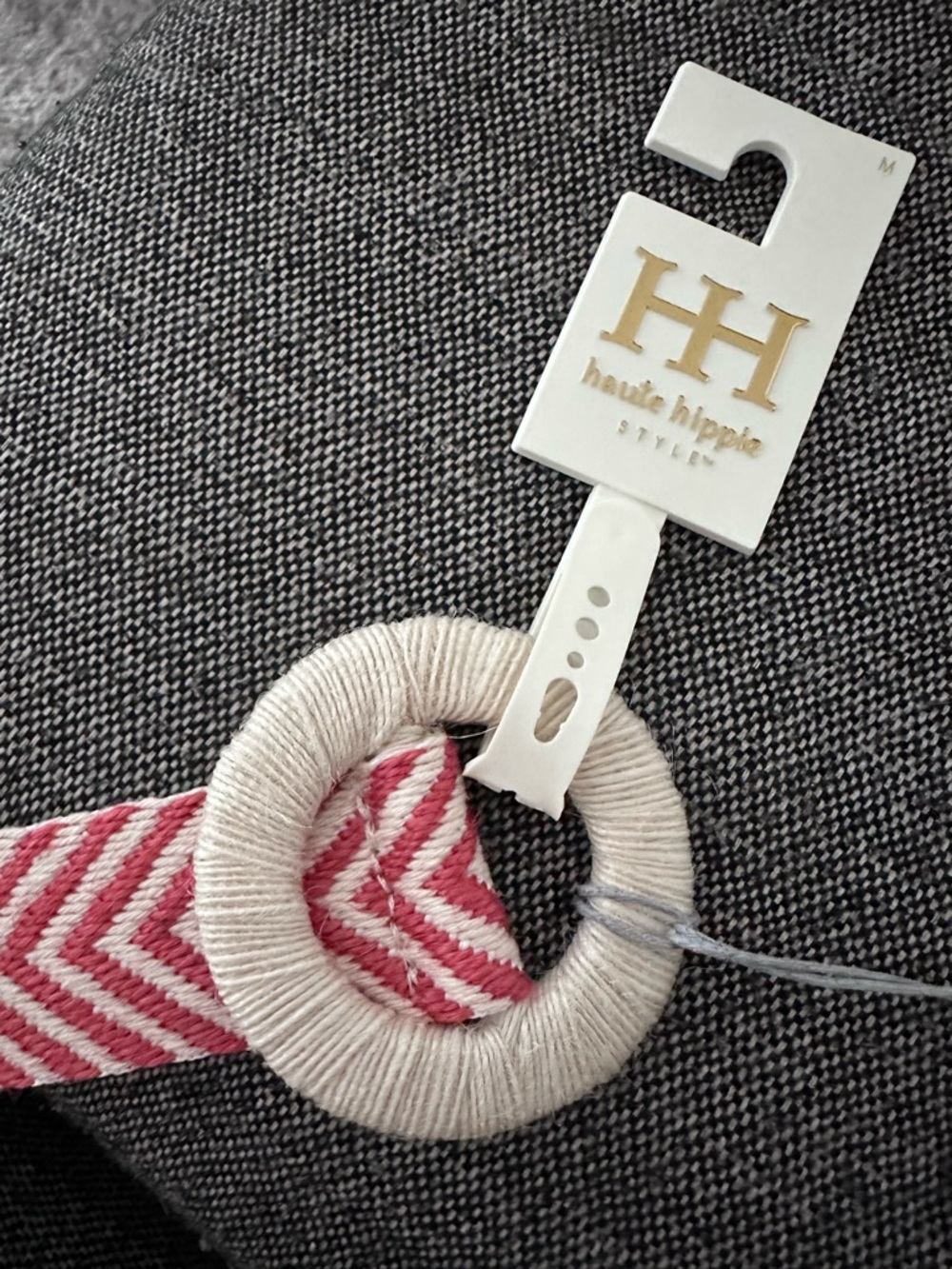 Medium NEW Haute Hippie Pink Chevron Strap with Cream Wrapped Ring Belt